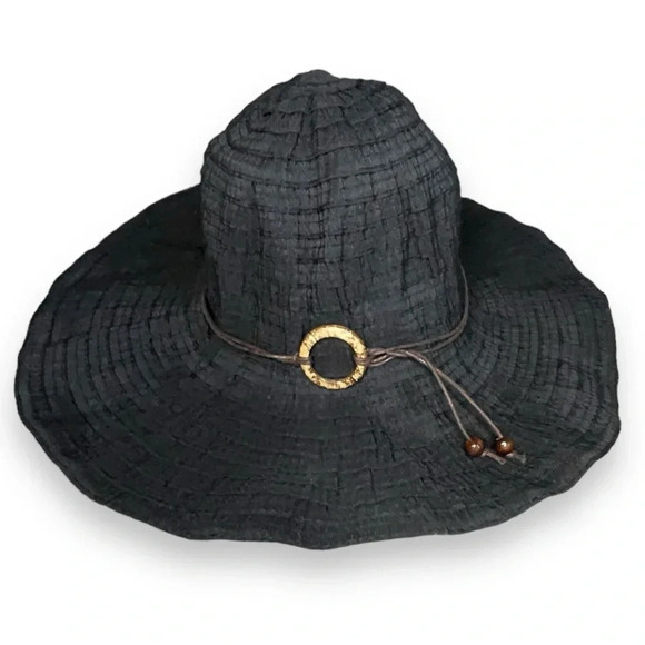 Black Adjustable Brim - Wide Brim Sun Hat - Adult One Size - Picture 1 of 11